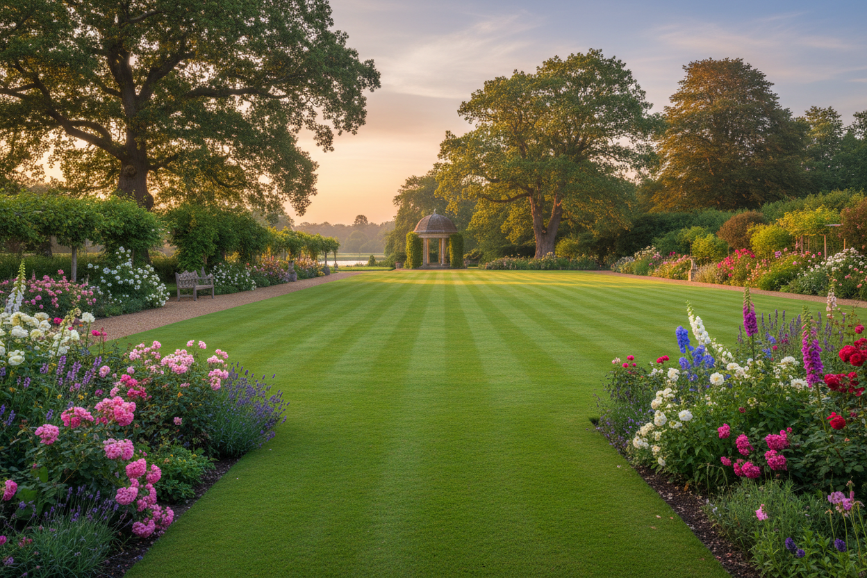 Beautifully Manicured English Garden Lawn