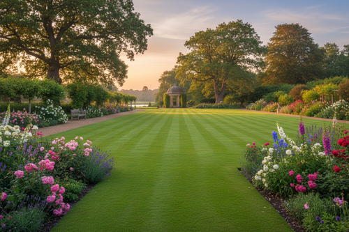 Beautifully Manicured English Garden Lawn